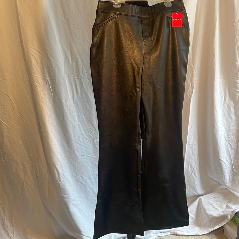 Leather like flare pants